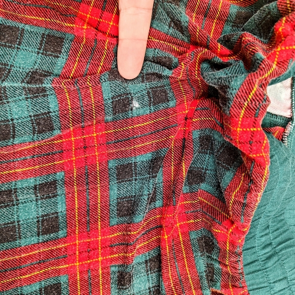 Little Sleepies Adult Tartan Pajamas Shirt Small Bottoms XL Plaid Red Green - Picture 12 of 13